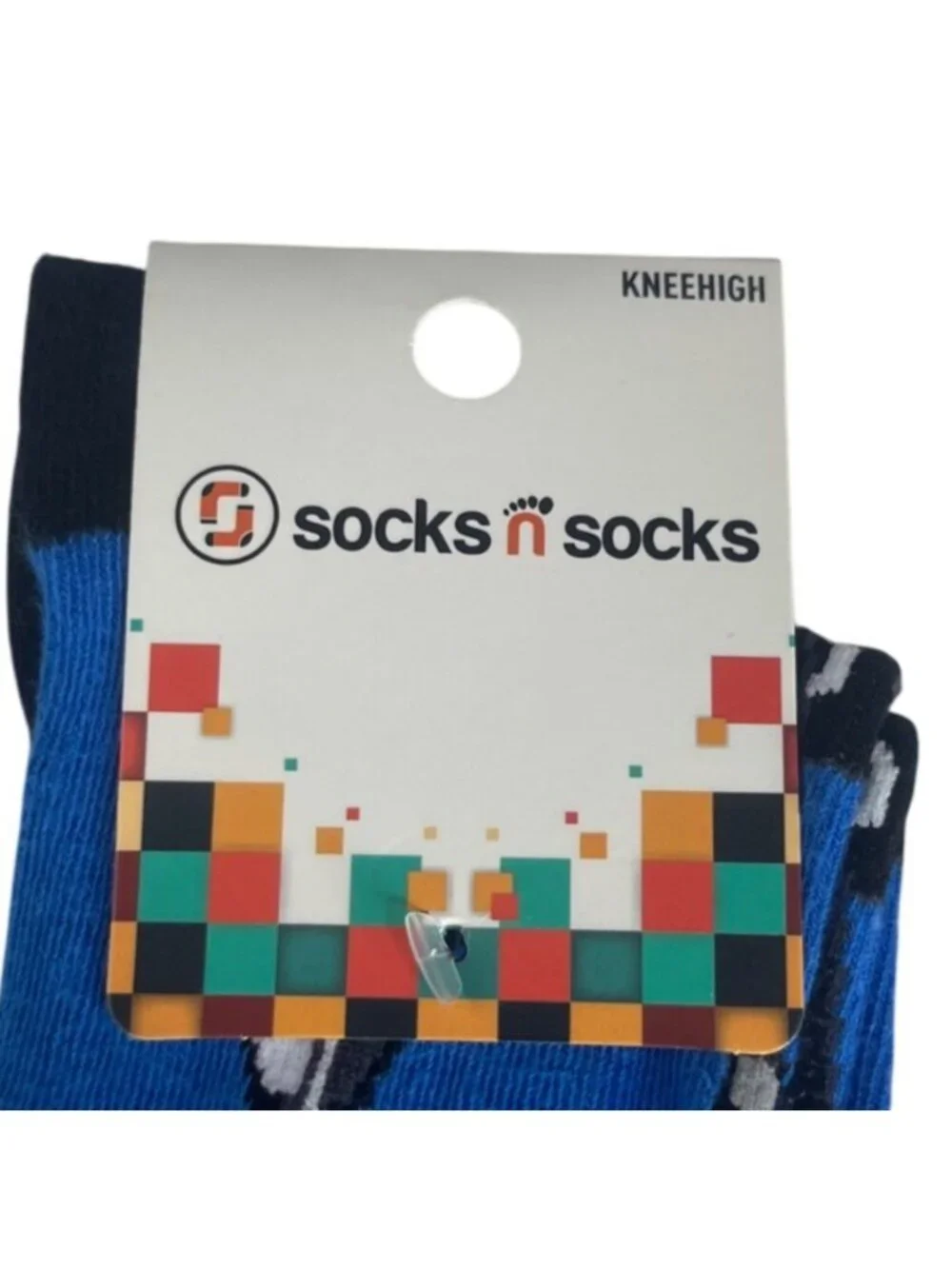 Socks N Socks Guitar Pattern Knee High Socks Blue New Combed Cotton Blend